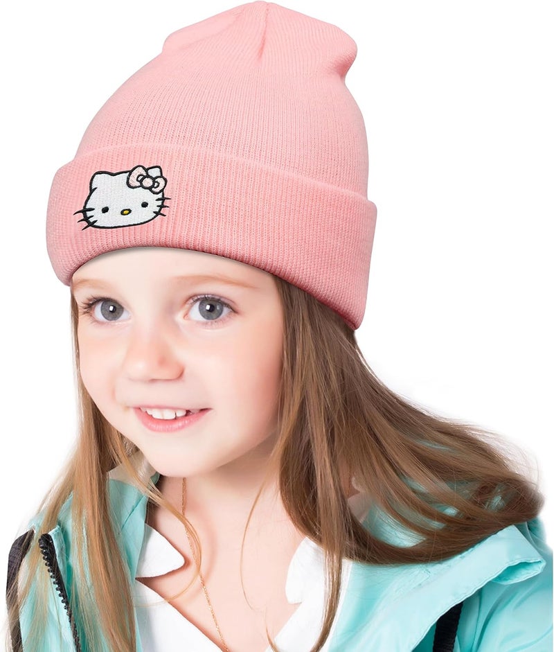 Hurig Kitty Beanie Anime Beanies Red Kitty Knit Hat Cute Kawaii Winter Hats for Girls Gifts Funny Beanie Hat for Women - Image 4